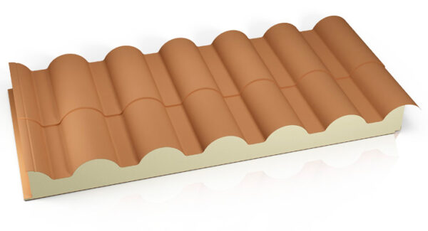 Roof panel in the shape of a monk-and-nun tile